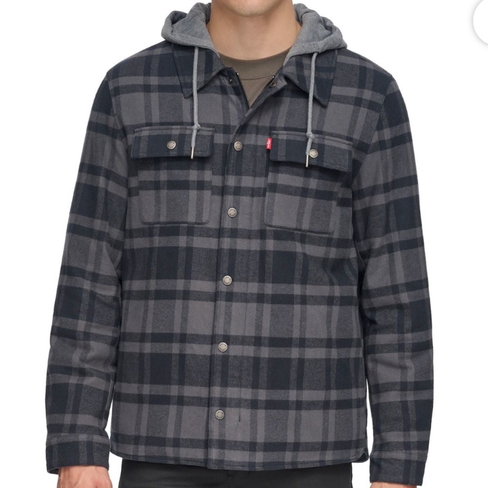 LEVI’S - Plaid Sherpa Lined Jacket with Hood - Men's Size Large